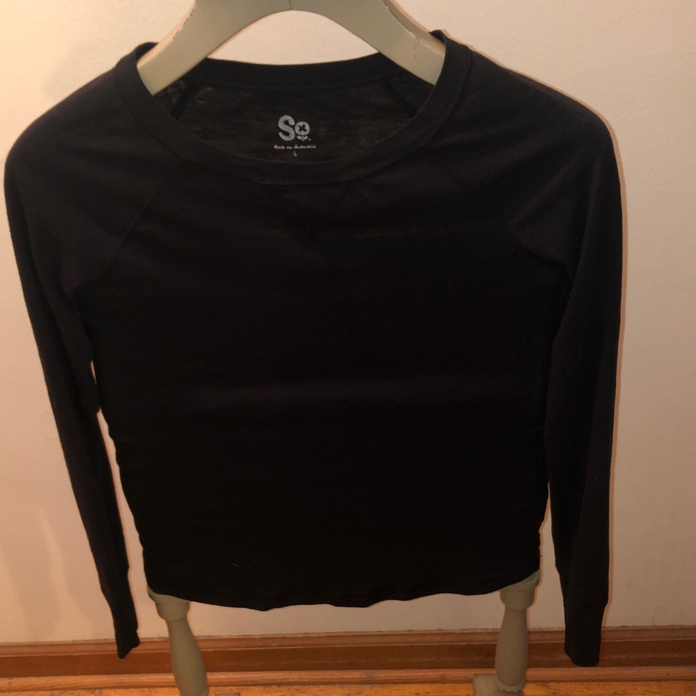 SO Black Long Sleeve Crewneck Top